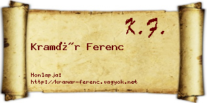Kramár Ferenc névjegykártya