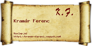 Kramár Ferenc névjegykártya